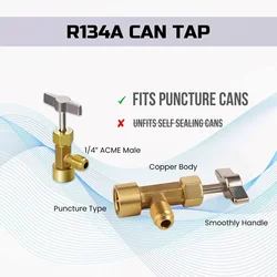 Car Air Conditioner R134a Refrigerant Inflation Valve - Freon Filling Tool with Bottle Opener