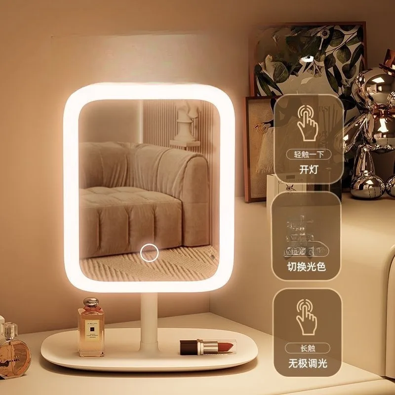 

USB Mirror Makeup Mirror Desktop Portable with Light Makeup Mirror Home Student Dormitory Makeup Mirror