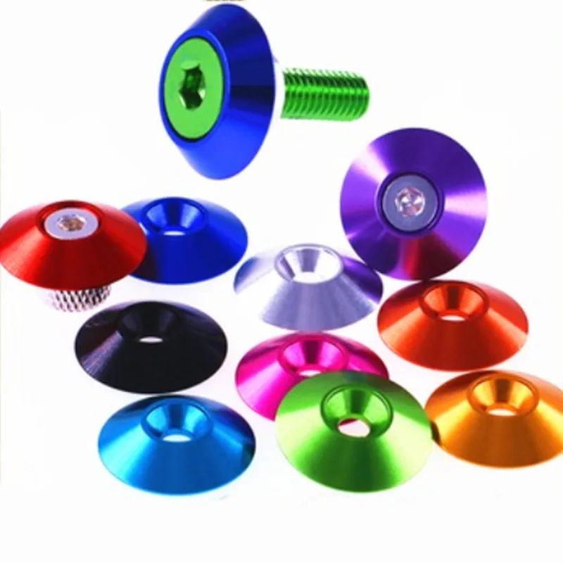 5-10pcs M3 M4 M5 M6 M8 Aluminum Colourful Countersunk Umbrella Flat Head Screw Concave Conical Decorative Groove Washer