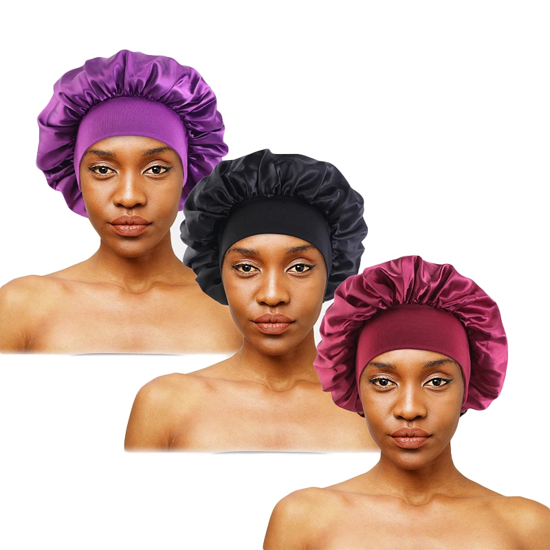 3 TEILE/LOS Unisex Elastische Band Kappe Für Krempe Nacht Hut Bad Kappe Extra Große Satin Seidige Motorhaube Schlaf Hut Für Lockige federnd – Detail 5