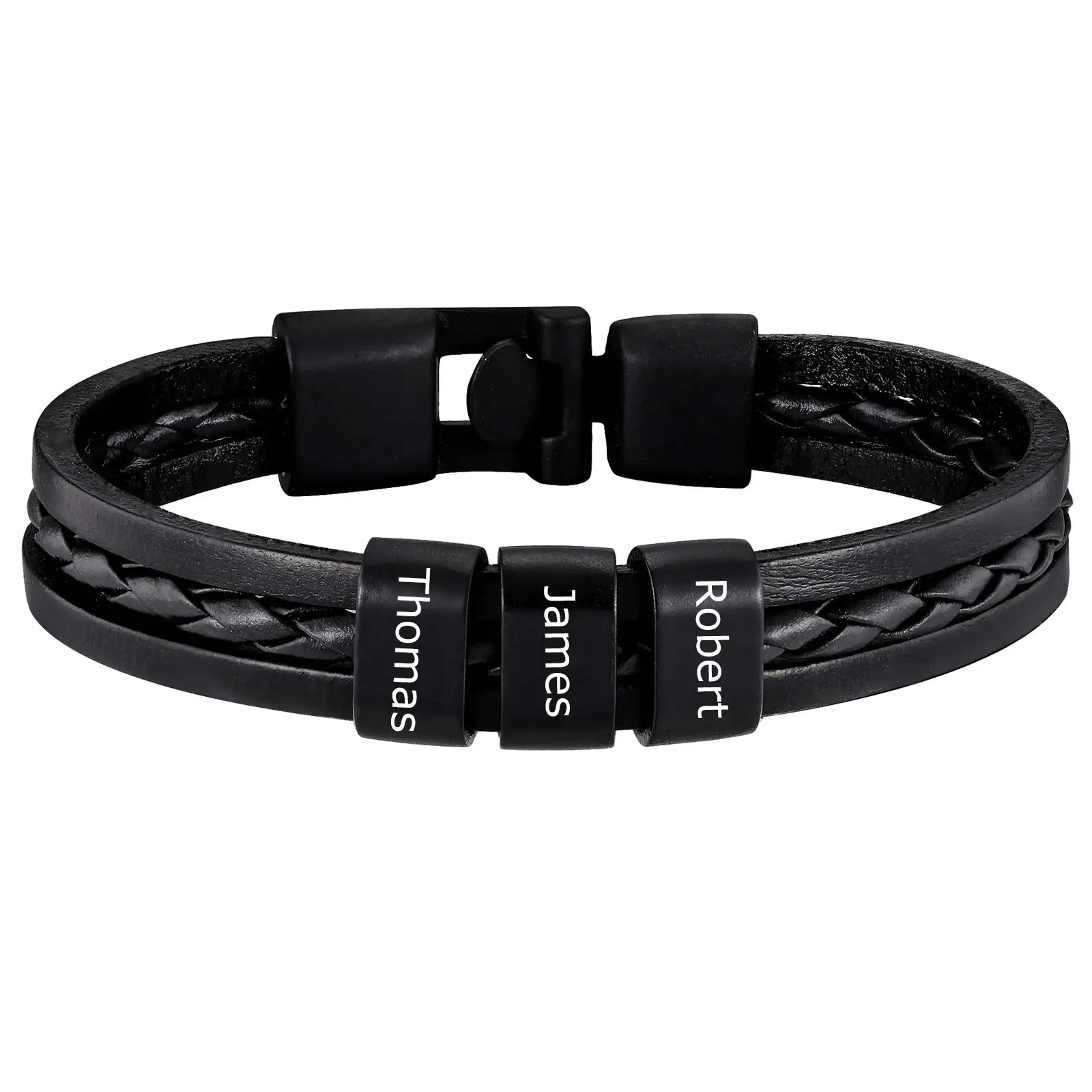 Браслет из искусственной кожи с индивидуальными именами, персонализированный браслет с гравировкой для мужчин, друг, семья, подарок на день отца