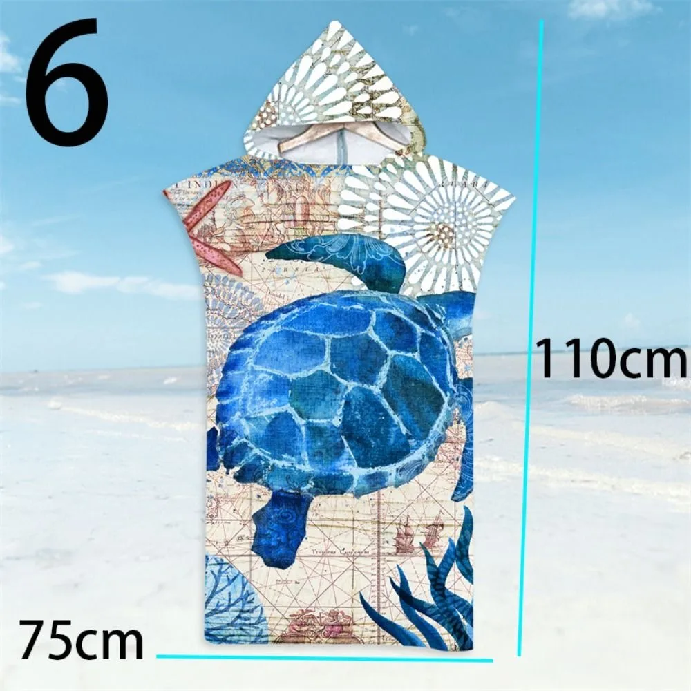 Surf Poncho Microfiber Beach Towel Fabric Quick Dry Bath Towel Absorbent Hooded Swimming Bathrobe Adult
