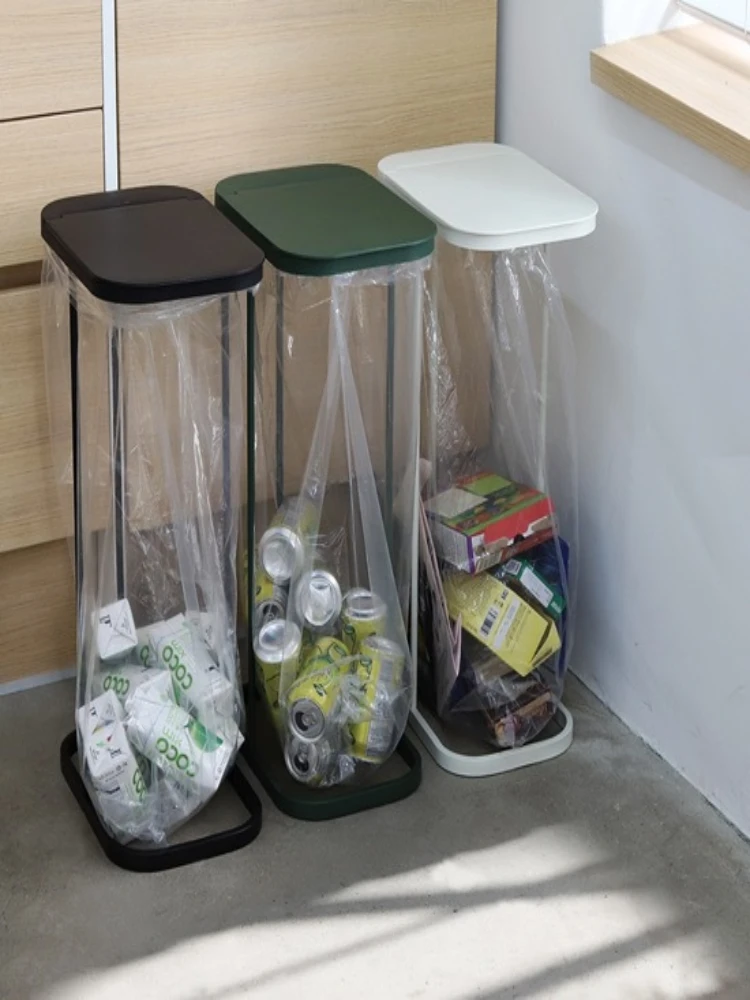 

Home simple Japanese large clamshell garbage rack narrow corner does not take up space, garbage dry and wet sorting rack garbage
