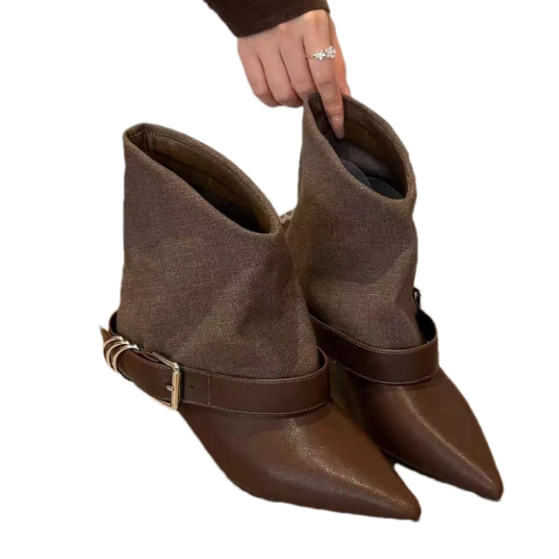 أشار تو حذاء من الجلد للنساء أحذية بكعب أنيق 2025 مصمم مضخات المصارع الأحذية الجديدة الفاخرة مضخات ريترو موهير بوتاس