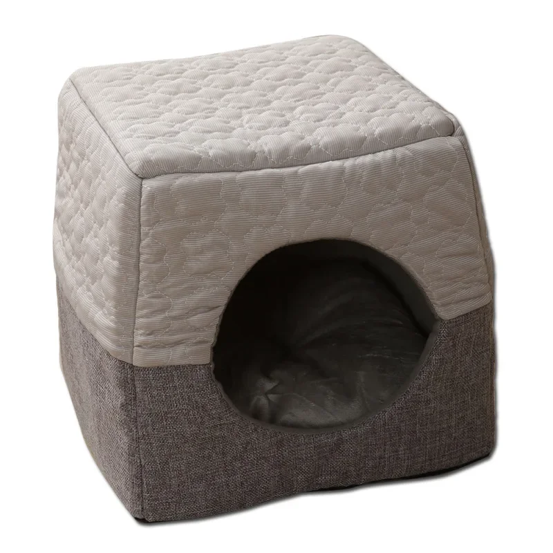 

Nest Linen Spliced Dual Purpose Warm Cat Room Small Dog Nest Mat Suitable for All Seasons Pet Cat Room Cat Bed Pet