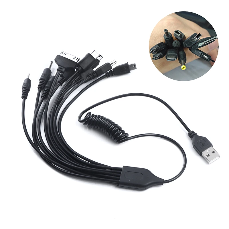 Multi Pin Cable Charger USB Adapter Cable Data Wire Cord 10 in 1 Multifunction USB Data Transfer Cable Universal