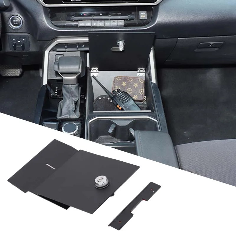 

For Toyota Tundra/Sequoia SR SR5 2022+ Aluminum alloy Car central storage slot lock cover Interior modification accessories