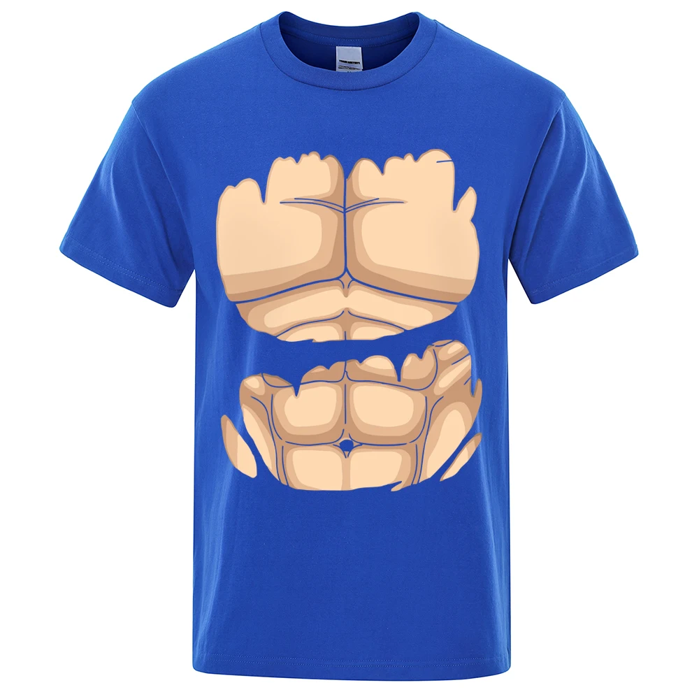 3D realistic chest muscles Printed T-Shirts Men Casual Fitness Short Sleeve Cotton Breathable Tops Loose Abs Streetwear Male