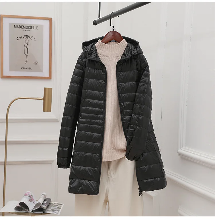 Chaquetas acolchadas para mujer, chaqueta de plumón de pato ultraligera, nuevo abrigo con capucha portátil cálido para otoño e invierno, Parka cortavientos para mujer