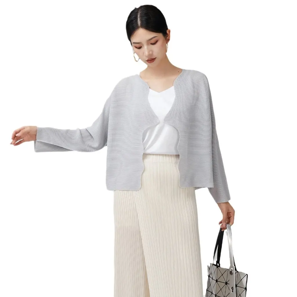

Женский кардиган Miyake, осенняя мода, элитный простой узрослый стиль, уникальный красивый универсальный топ