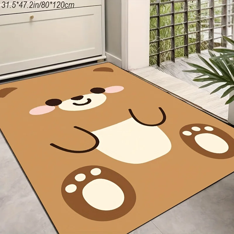 Newest Doormat Cartoon Bathtub Yellow Rubber Duck Print Flannel Doormat Non Slip Soft Shower Floor Mat