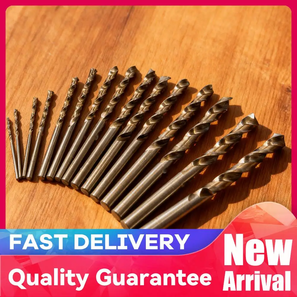 

15pcs Cobalt Twist Drill Bits with Straight Shank HSS Gold Cobalt Jobber Drill Bit Set Suitable for Drilling in Hard Metal