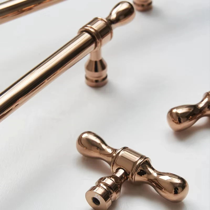 

Rose Gold Brass Cabinet Handles and Knobs Drawer Pulls Kitchen Cupboard Handles for Furniture Wardrobe Bedroom Drawers Hardware