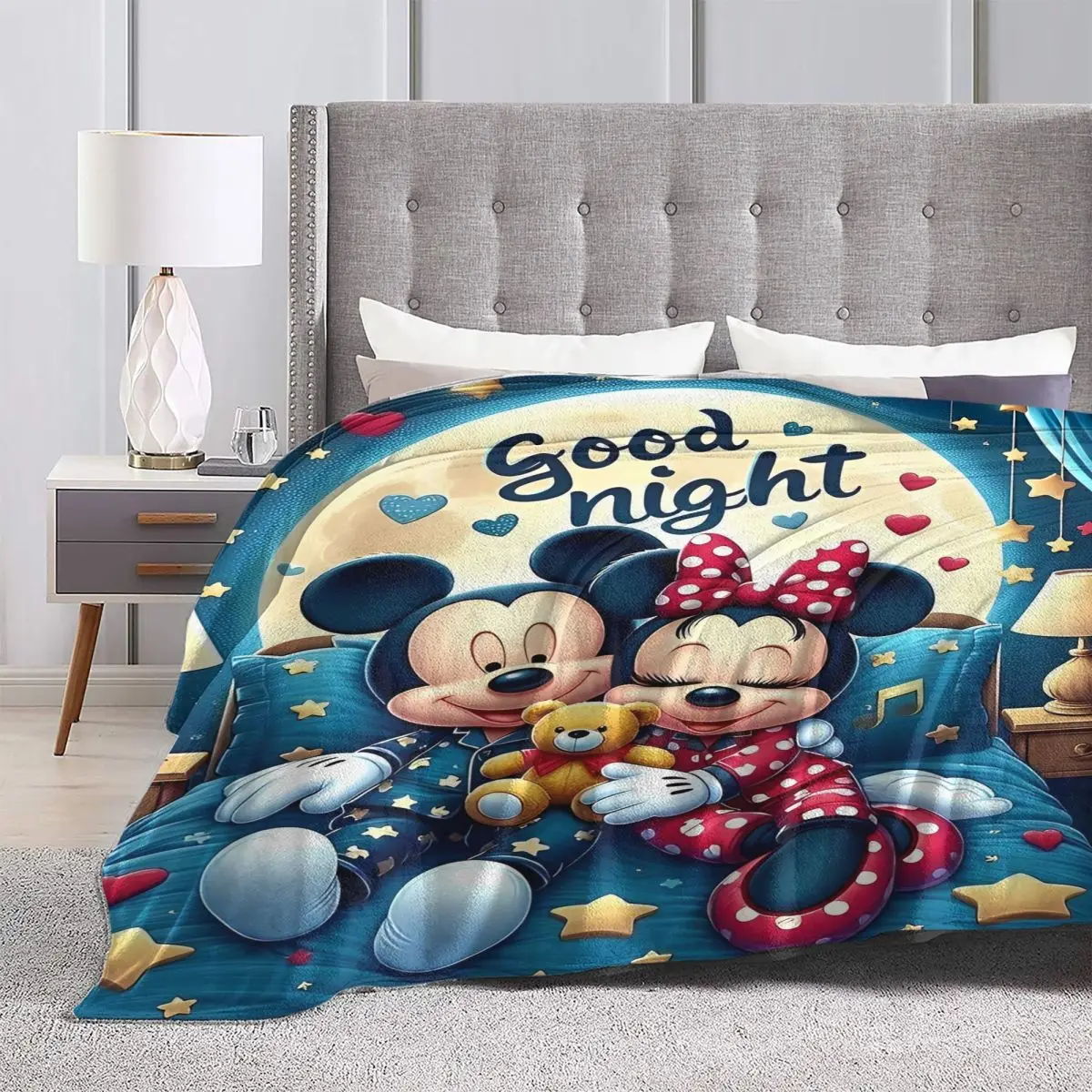 Filme animado mickey, minnie cobertores quente macio rua tendência cobertor de pelúcia para sala estar acampamento flanela colcha cama