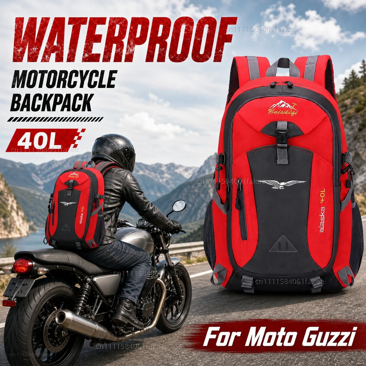 For Moto Guzzi Breva 850 1100 1200 GRISO BREVA 1100 NORGE 1200 GT8V BREVA 750 V7 Motorcycle Backpack 40L Waterproof Travel