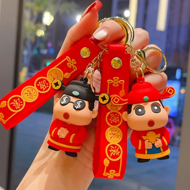 New Year's Wealth Cross dressing Crayon Shin chan Keychain Abundant Money Shin chan 3D Doll Pendant Small Gifts