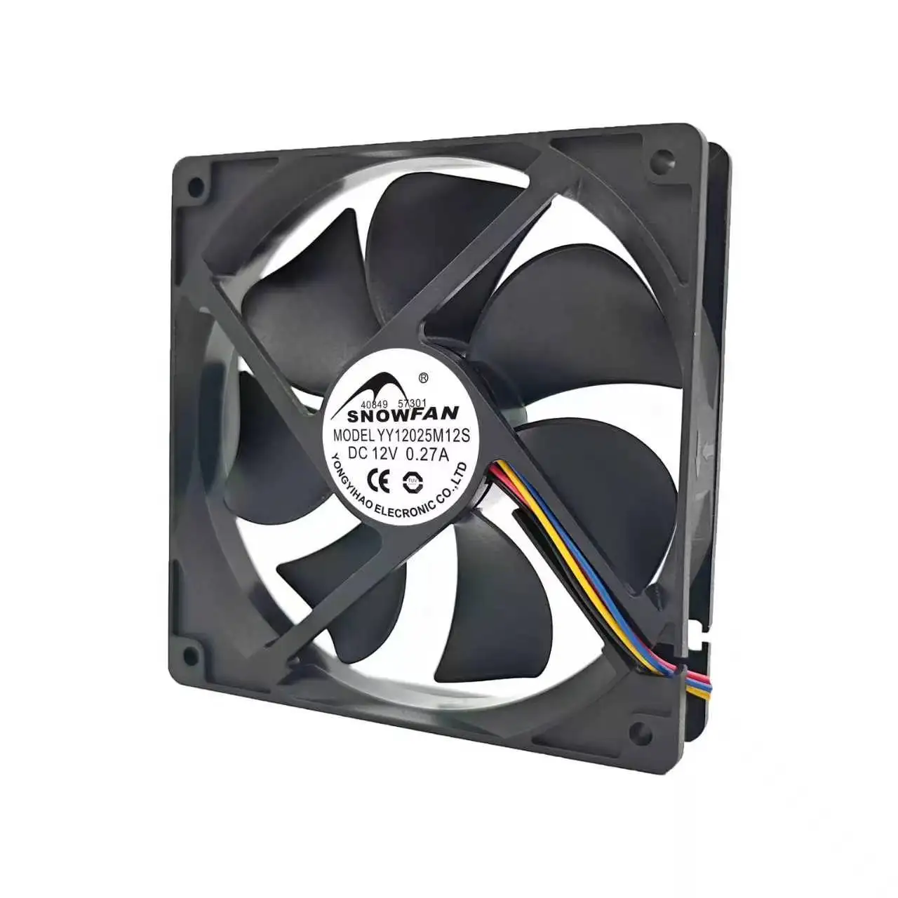 For SNOWFAN YY12025M12S DC 12V 0.27A 12025 120mm 4-Wire Server PC Case Industrial Cabinet Axial Cooling Fan CE TUV