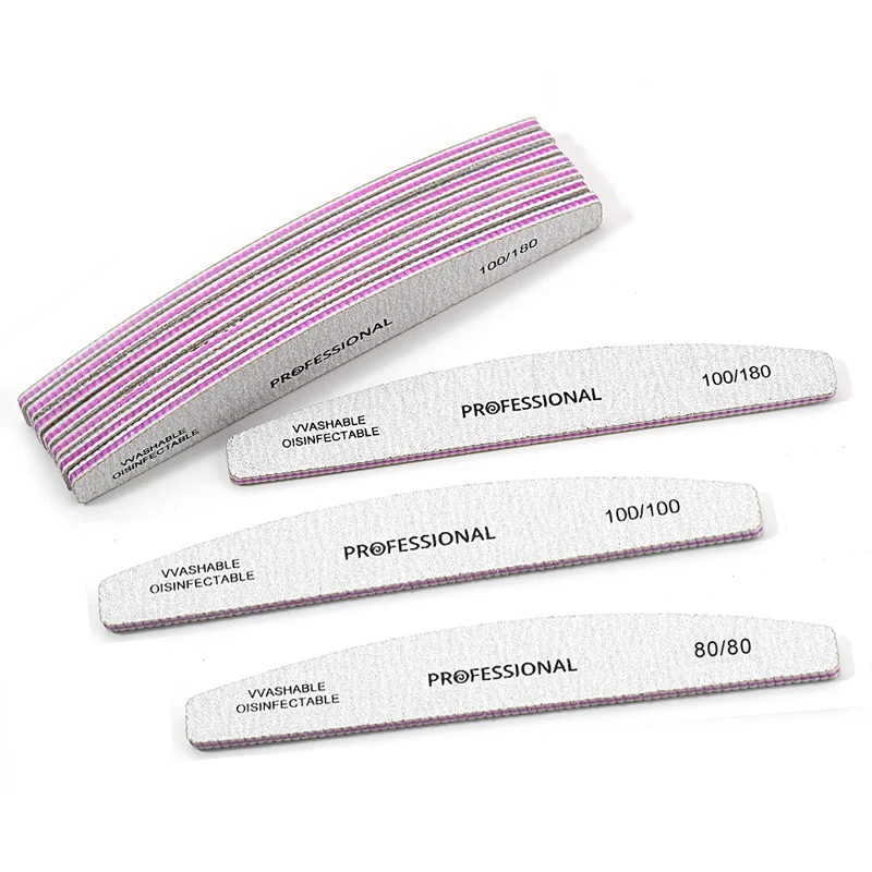 

25/50Pcs Professional Nail Files Buffers Block Grinding Moon Nail Stylist Supplies Nails Accessories Trimming Tools Manicure Set