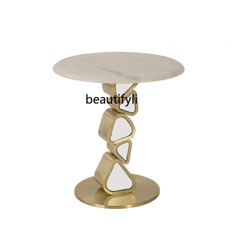 

Modern Light Luxury Irregular Art Side Table Living Room Marble round Table Reception Corner Table