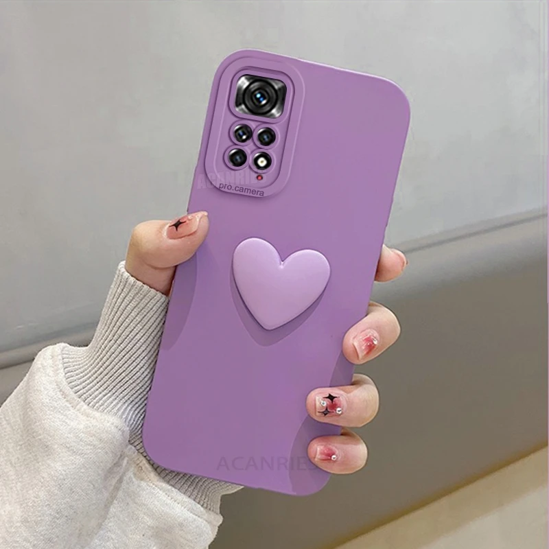 Note11 3d Love Heart Silicone Case On For Xiaomi Redmi Note 11 Pro 4g 5g 10 11s 10s 9 9s 8 7 11pro Shockproof Soft Cover Note11s