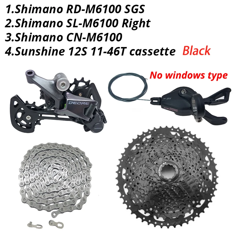 Shimano Deore M6100 1x12 Speed Derailleurs Groepset 12 Speed Rechts Versnellingspook Deuvel CN Keten RD Sunshine Cassette 46T 50T 52T