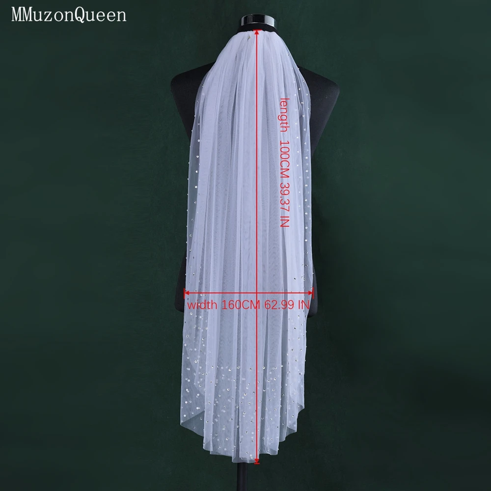 MMQ M119-Voile de Patients Diamantés en Tulle Doux avec Peigne, Accessoires de ixde Mariage, Strass Argentés, Rotterdam, Kle