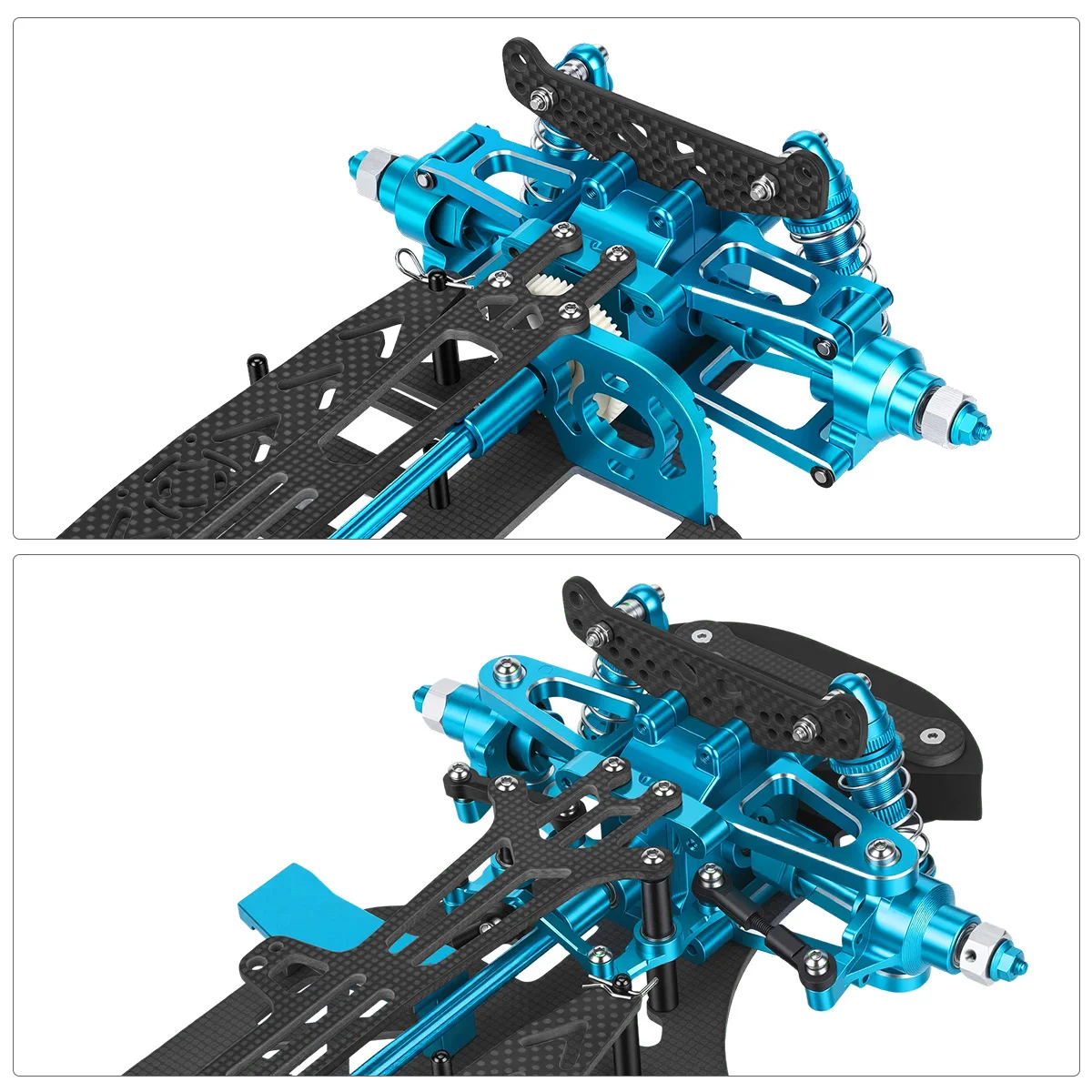 Aluminum & Carbon Fiber Frame Chassis Kit with Shock Absorbers Belt Drive for 1/10 RC Car Tamiya TT01 TT-01 DIY Upgraded Parts - view 5