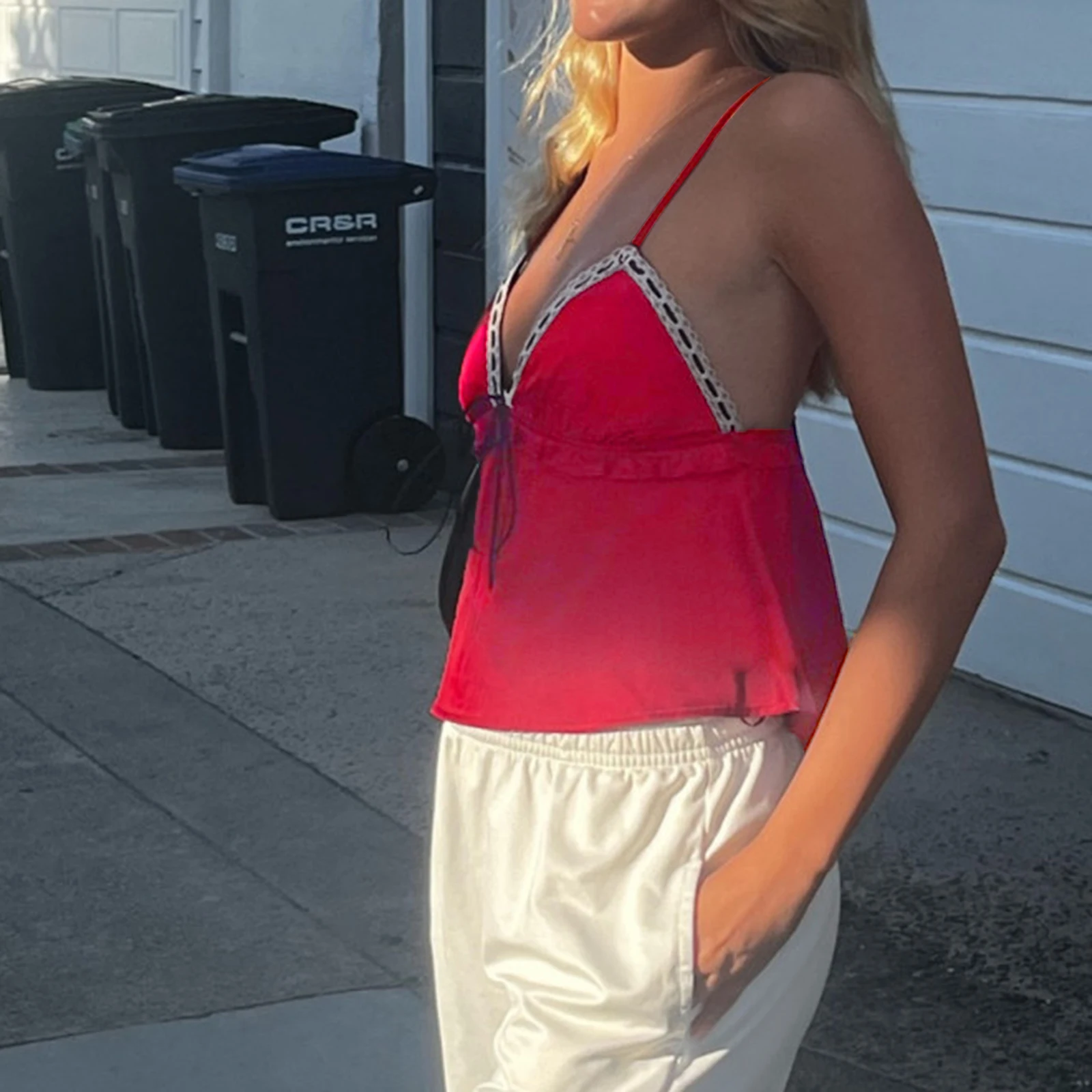 

Women y2k Aesthetic Vintage Camisole Tanks Tops Sexy Sleeveless Backless V-Neck Polka Dot Print Camis Vest Shirts Club Party