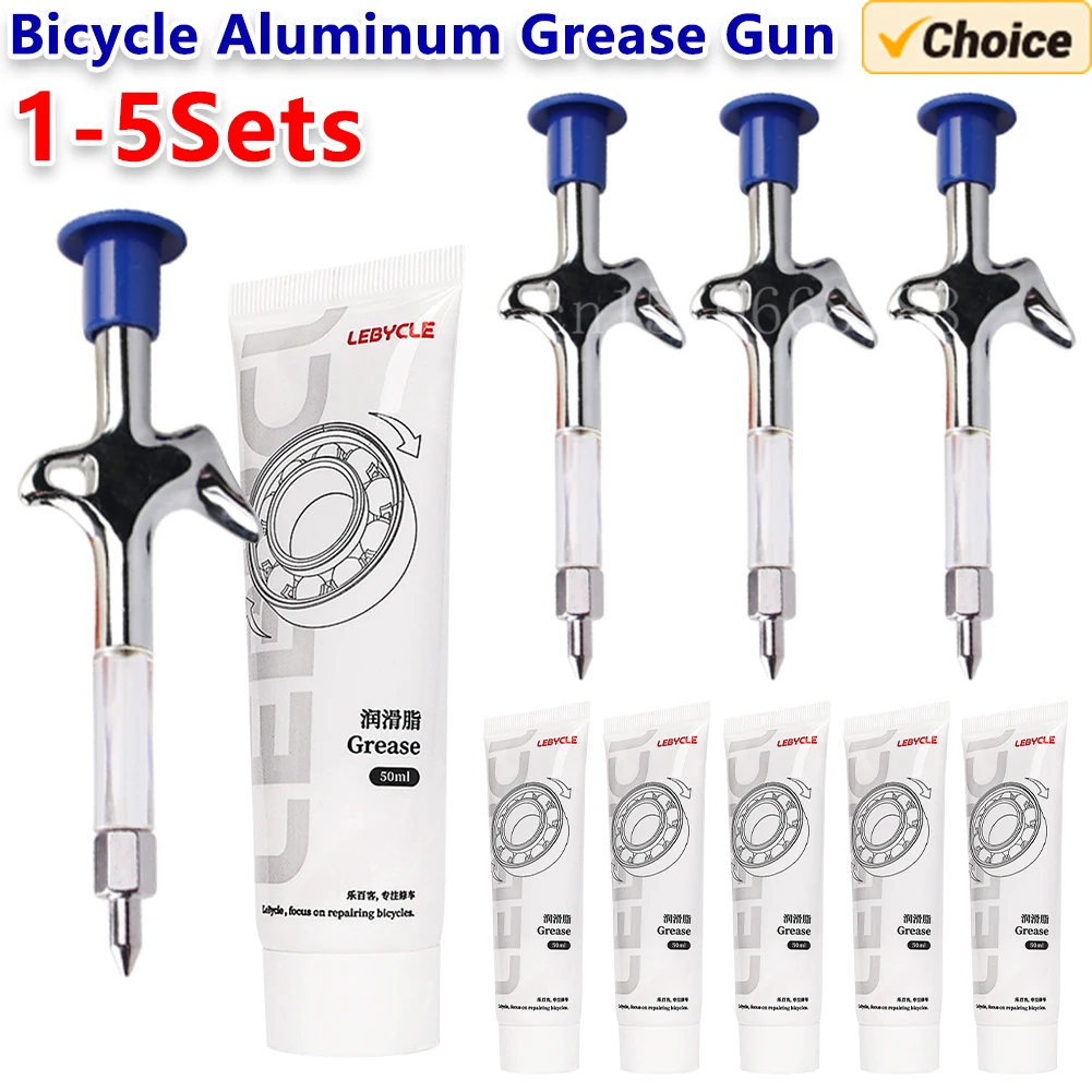

1-5Pcs Bicycle Aluminum Grease Gun Aluminum Alloy MTB Bike Ball Bearing Hub Grease Syringe Bicycle Oil Lubricant Cycling Repair