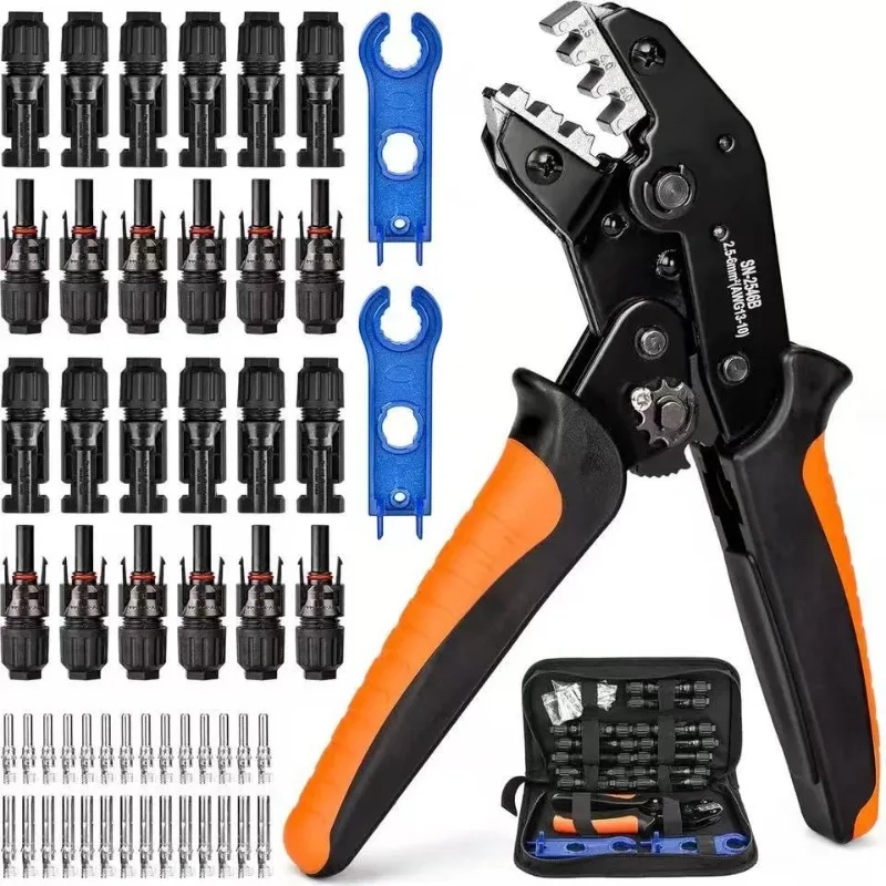 MC4 Crimping Tool Kit for Solar PV Connectors, Wire Crimper Pliers with Wrench, Professional Solar Panel Crimping Tool Set