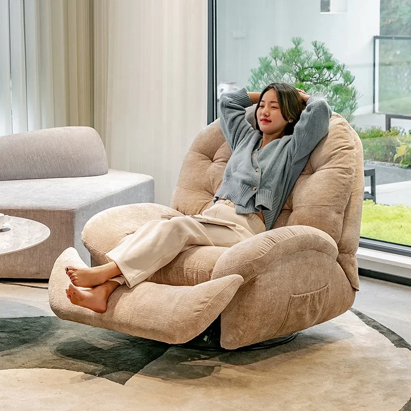 

Functional Retractable Adjustable Chair Back Reclining Velvet Rocking Accent Swivel Microfiber Fabric Living Room Armchair