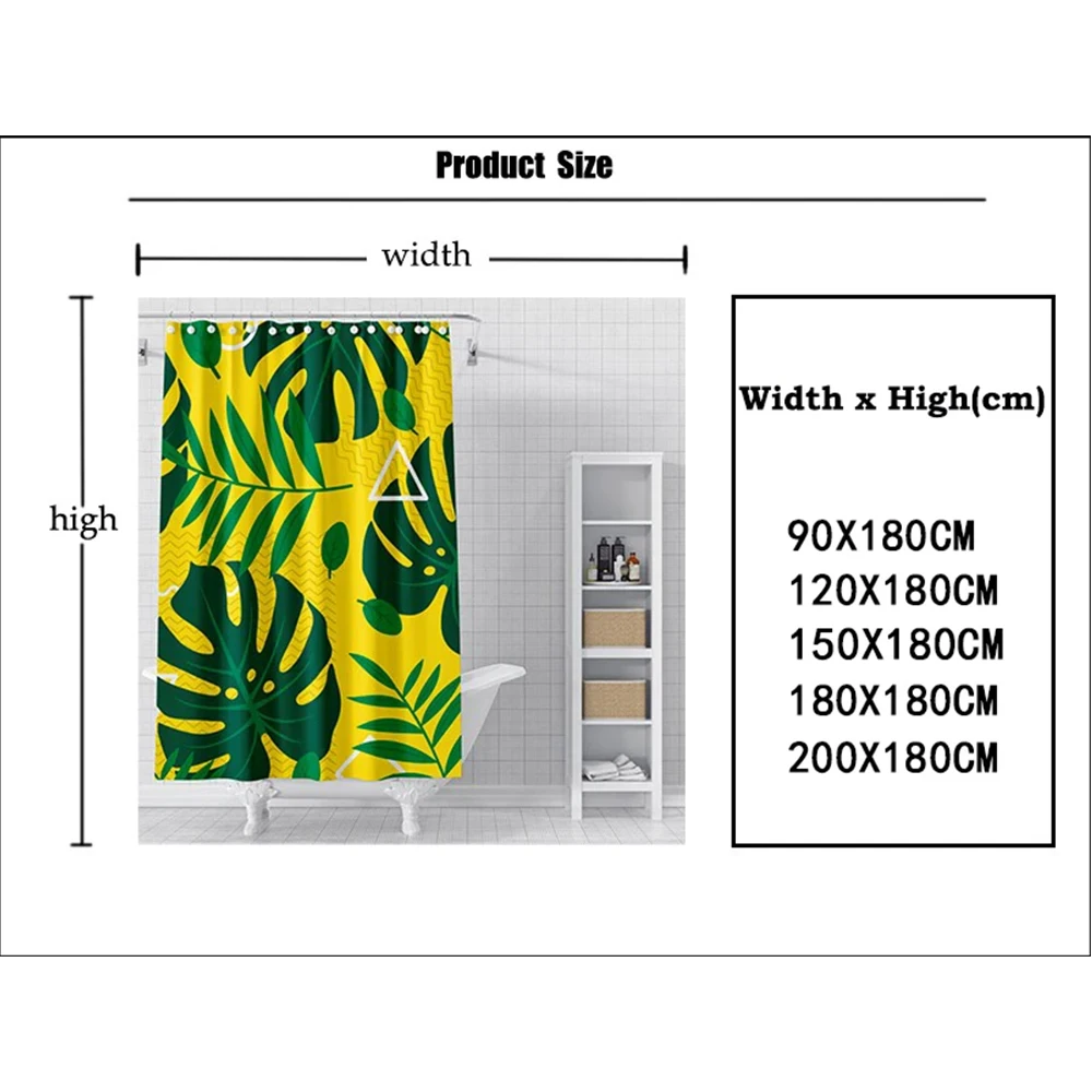 Vine print pattern shower curtain Green dense bathroom  waterproof   Simple style decoration