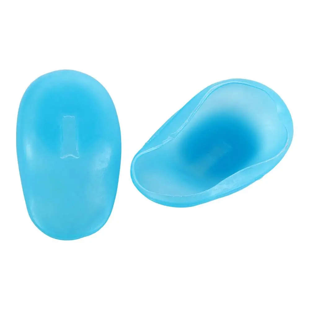 2pcs Waterproof Silicone Ear Cover Reusable Blue Hairdressing Ear Cover Bath Perm Oil Baking Hair Coloring Dyeing Protector