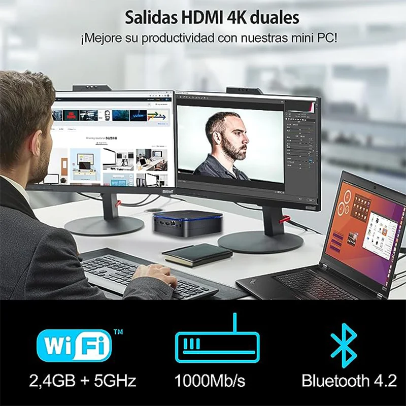 Blackview-MP60 Mini PC com Banda Dupla, Windows 11, 16GB DDR4, 512GB, SSD de 1TB, Intel N95, 4K HD, HDMI, Banda Dupla, 2.4G, Novo