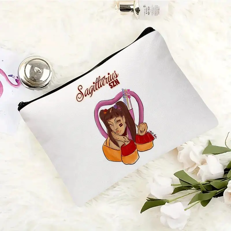 Sagittarius Zodiac Makeup Bag, Durable Polyester Zipper Pouch, Unisex Multipurpose Organizer, Gift for Friends, Outdoor Travel