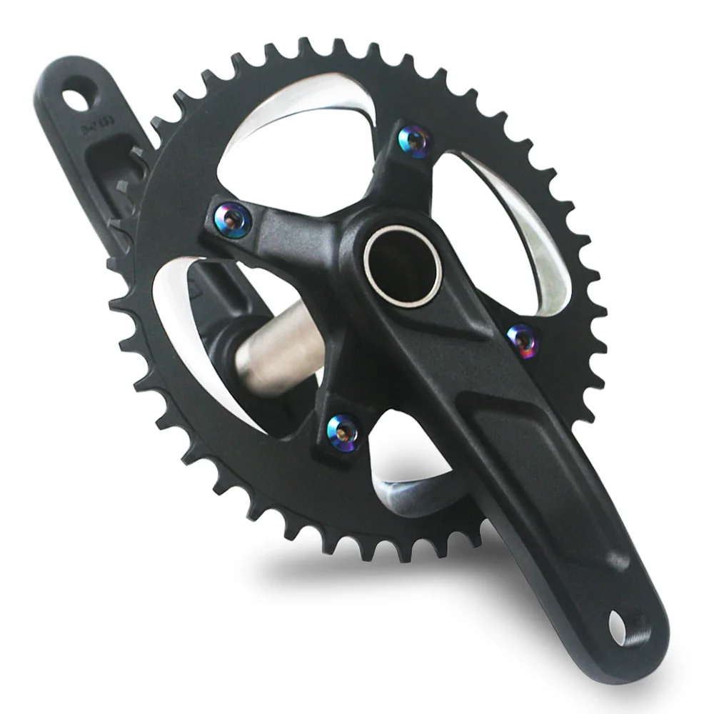 Kids Bike Crankset Crank Arm Set 127mm Single Speed Bicycle Crank Narrow Wide Chainring 32/34/36/38/40/42T 12/14/16/18/20 inch