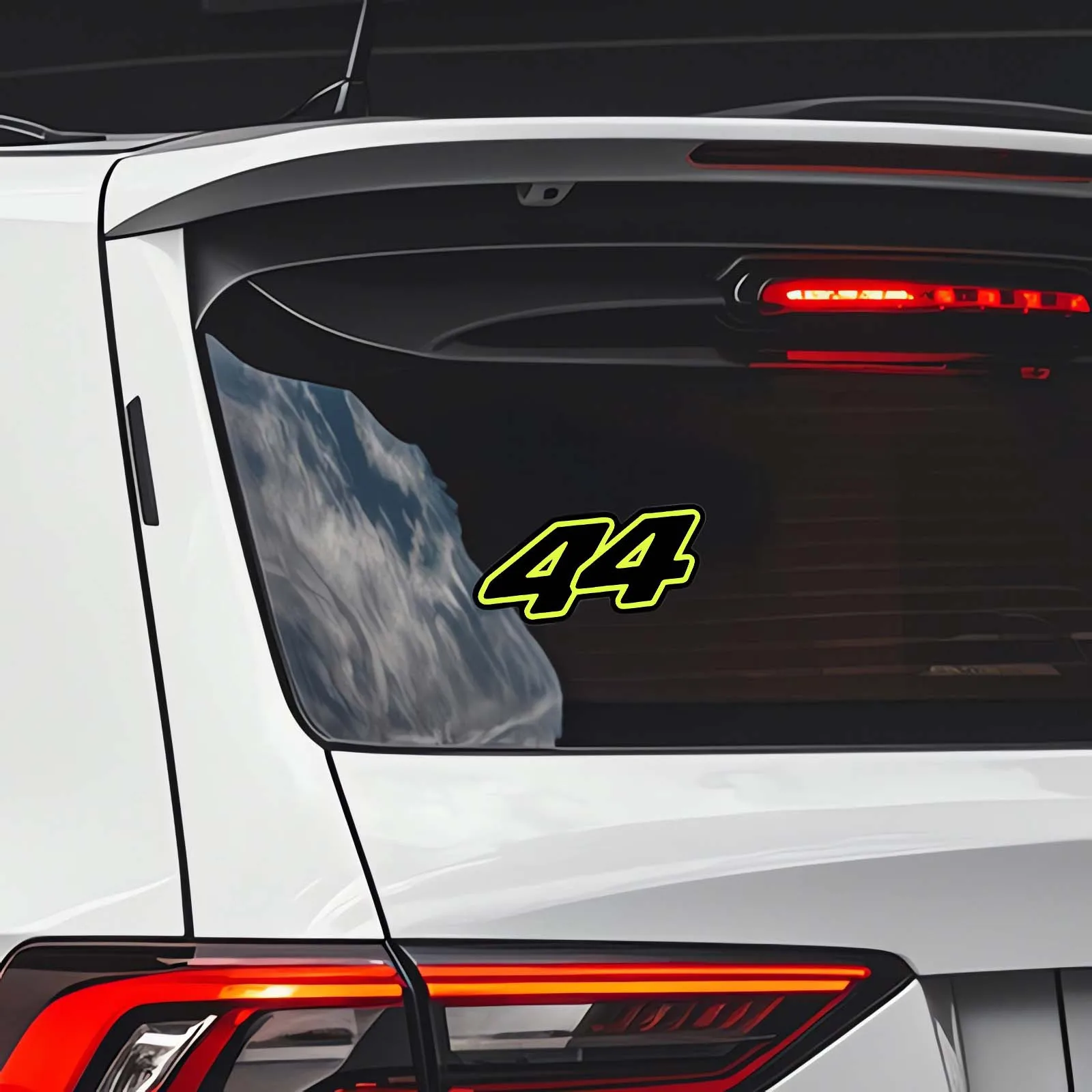 44 Number Reflective Car Decal,Fluorescent Yellow & Black PE Material Sticker,Waterproof Racing Style Sticker for Motorcycle Car