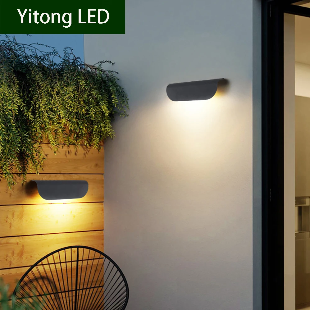 Lâmpada de Parede Led Impermeável para Varanda e Jardim Estilo Minimalista Moderno Escudo Preto e Branco Luzes de Alumínio Interior e Exterior Ip65 Ac85265 v 9w