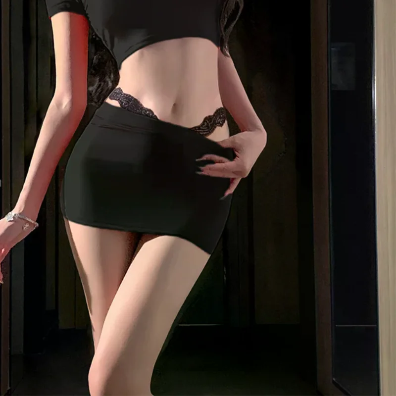 

Sexy Lingerie Women Lace Patchwork Nightdress Cut-out Pure Desire Night Pajamas