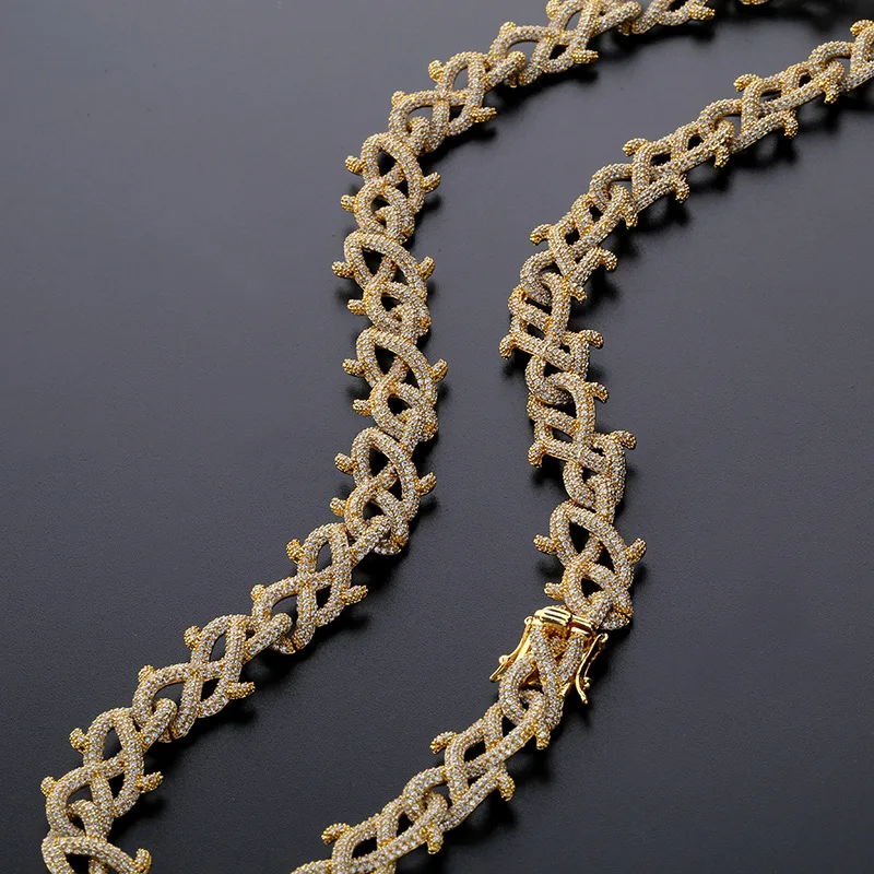 

European and American personality trend thorny Cuban bracelet hip-hop trendy men's high-end necklace