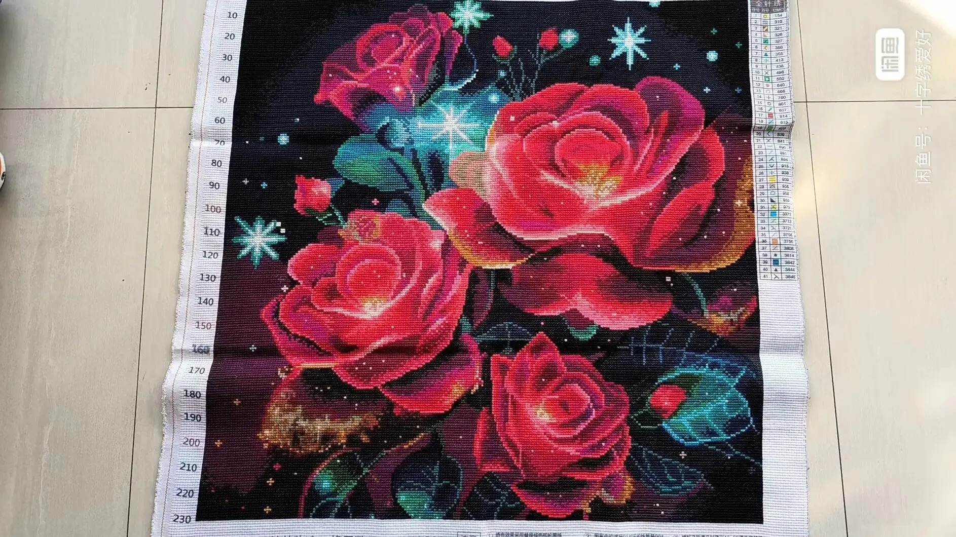 Handmade cross stitch crystal roses, beautiful flowers, bedroom and living room hanging paintings75*75cm