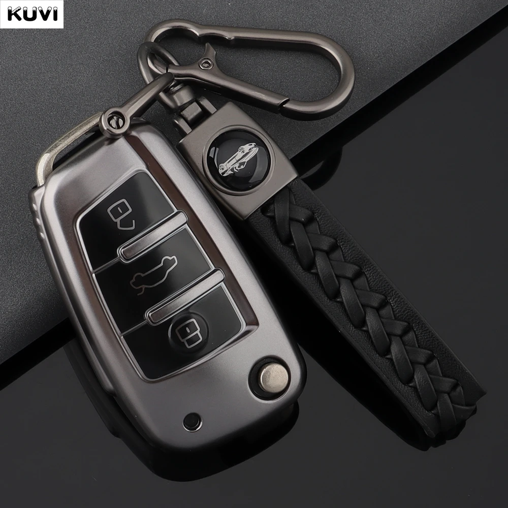 Waffengraue TPU-Autoschlüsselhülle für Audi A1 A3 A4 8P 8L 8V A5 B6 B7 A6 A7 C5 C6 Q3 Q5 Q7 4F S3 S4 S6 RS3 Schlüsselanhänger