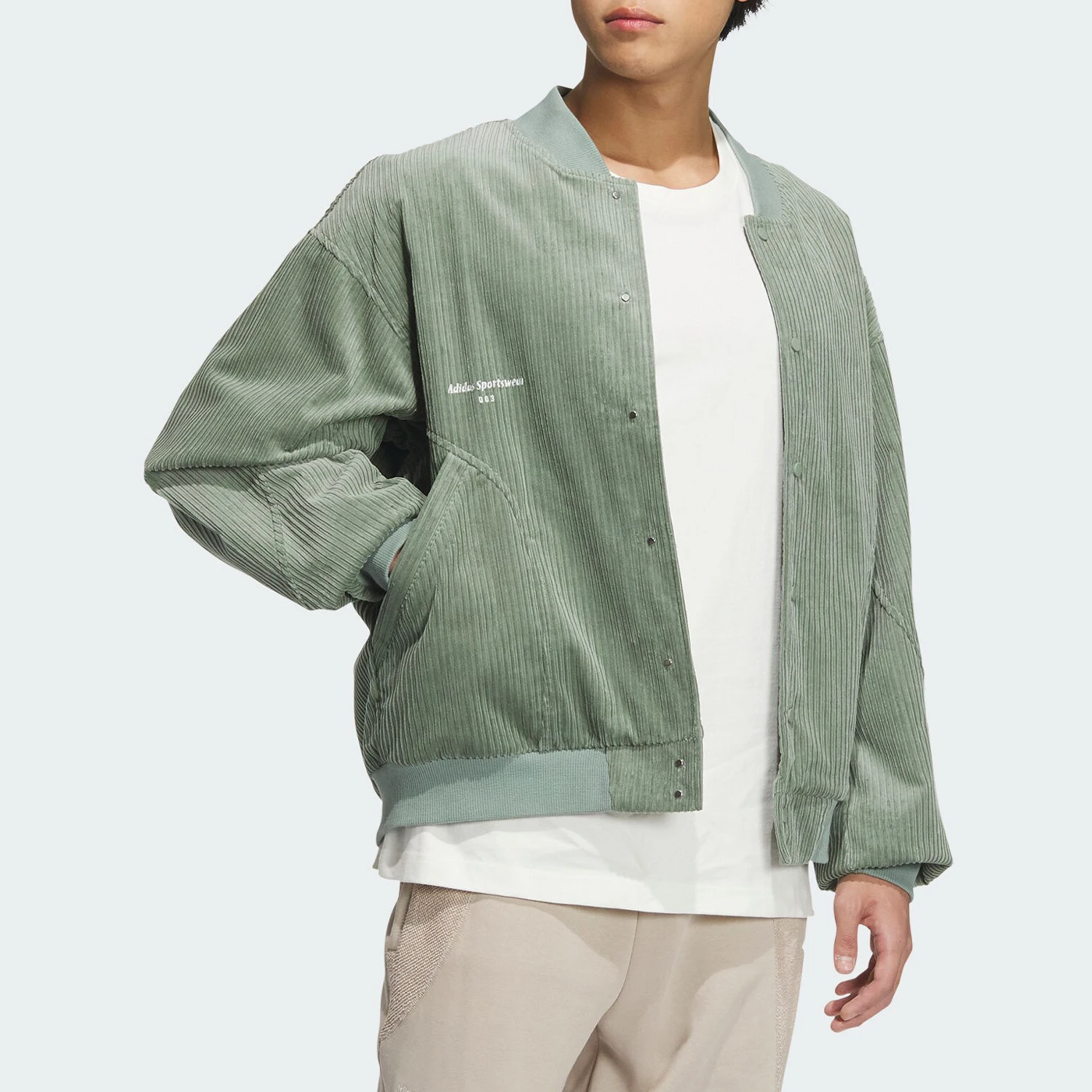 Adidas Authentic Current Season New Men's Corduroy Stand Collar Jacket IQ1389