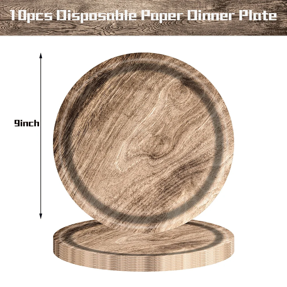 Natuurlijke houtnerf kunststof tafelkleed papieren bord westerse schuur thema verjaardag bruiloft partij vintage boerderij stijl tafel decor
