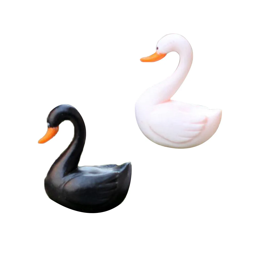 

20Pcs Miniature Swan Black White Durable Odorless Plastic Creative Landscape Accessories for Succulent Moss Garden Plant Decor
