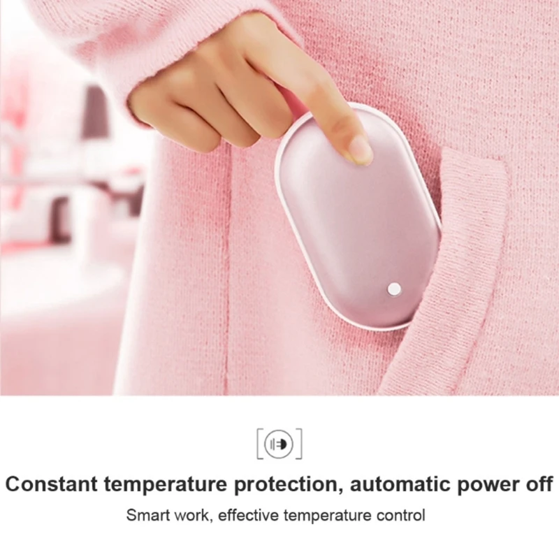 Portable Hand Warmer Rechargeable Pocket Heater 2-in-1 Function USB Charging Heater Hand Warmer Large Capacity