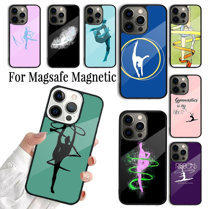 Coque Phone Case For iPhone 16 15 14 13 12 11 Pro Max Plus Magsafe Magnetic Wireless Charging Cover ribbon gymnastics movement