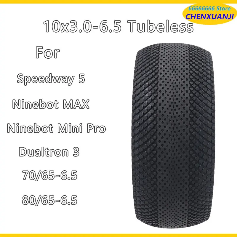 10 Inch Tubeless Tire 10x3.0-6.5 for Speedway 5 Ninebot MAX G30 G30P Dualtron 3 Electric Scooter 80/65-6.5 70/65-6.5 Widen Wheel