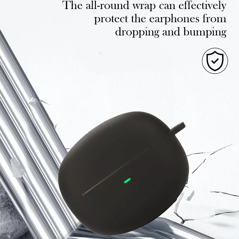 Silicone Protective Case Compatible with Baseus Bowie MC2 Open-Ear Clip Earbuds Shockproof Earphones Cover with Carabiner view 2