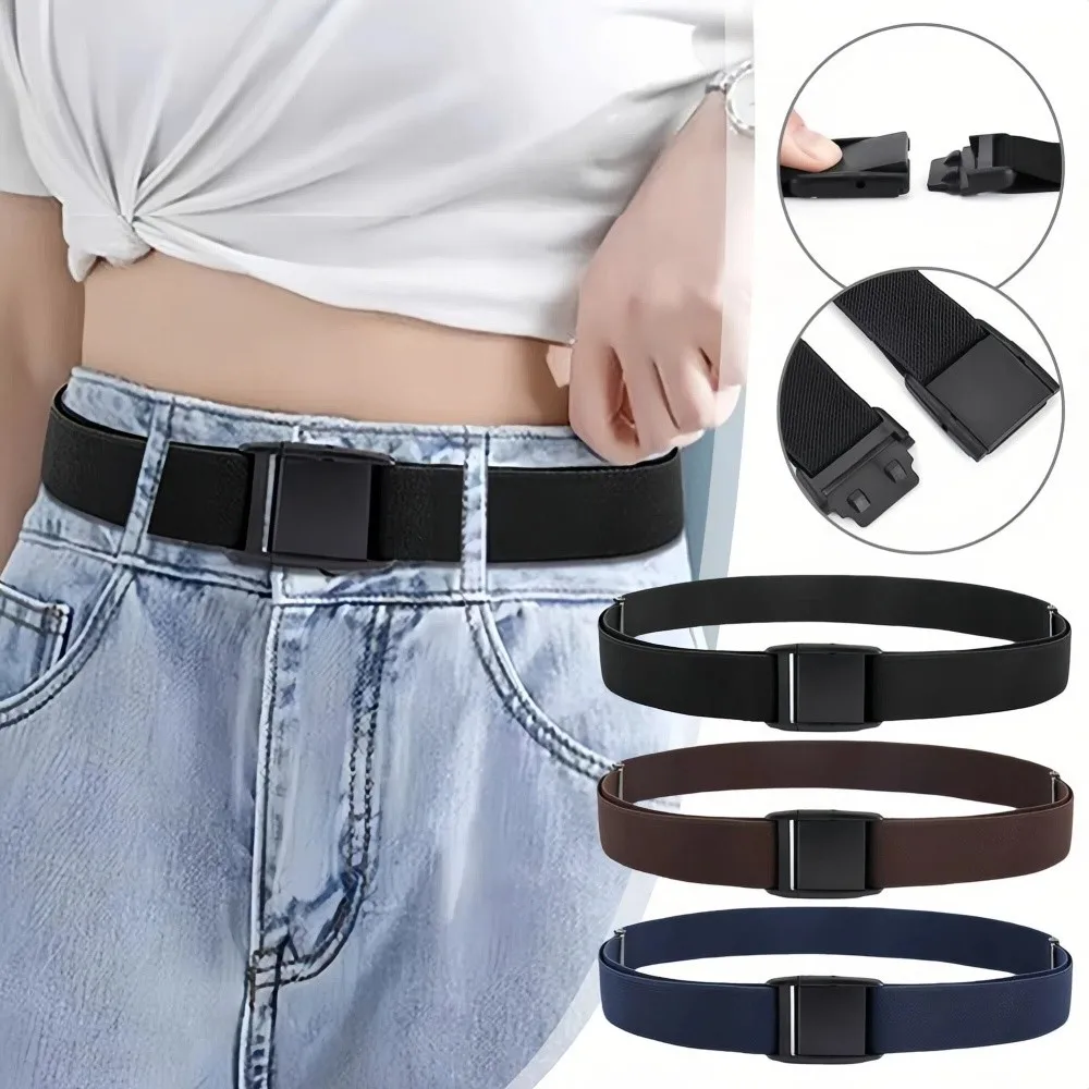 Versatile Fashion Design Elastic Waistband Flat Buckle Sturdy Women's Jeans Belt Simple Design Comfortable Casual Belt